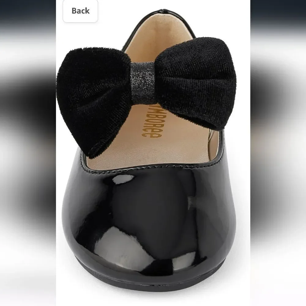 Gymboree Girls Black Dressy Mary Jane's Ballet Flat with removable bow size 3